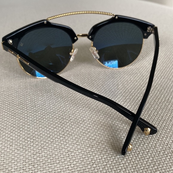Philippe Plein Horn Rim Double Bridge Black & Gold Framed Sunglasses Unisex - Picture 9 of 16